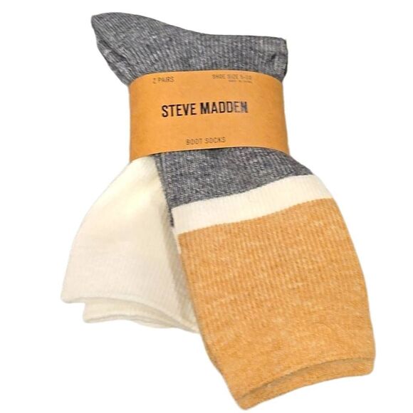 Steve Madden Solid/Striped Boot Sock- 2Pair - Picture 6 of 6